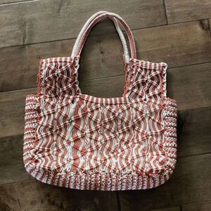 Anthropologie Mosaic Macramé Crochet Large Tote Bag Purse Quilted Liner NWOT